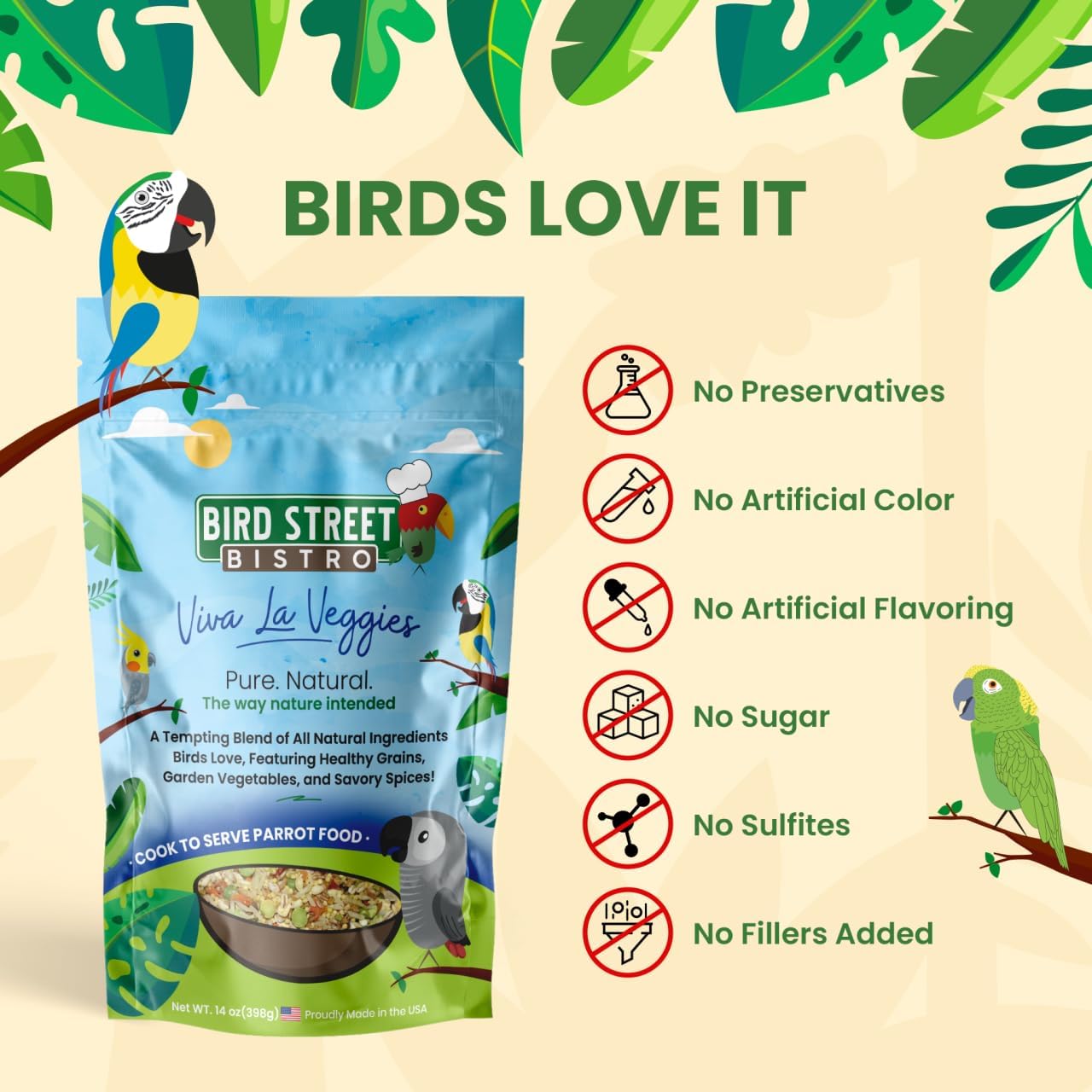 Parrot Food - Parakeet & Cockatiel Food - Cooks in 3-15 min w/ Natural & Organic Grains, Legumes, Non-GMO Fruits, Vegetables & Health-Oriented Spices