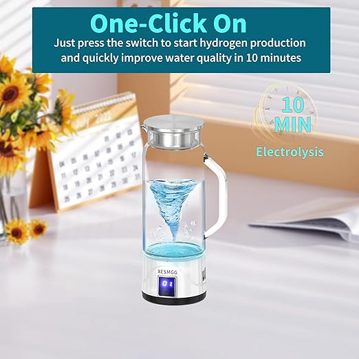 Hydrogen Water Bottle, Hydrogen Water Generator Electrolysis Jug BPA Free with PEM SPE Technology Portable Hydrogen Bottle and Ionizer Machine for Home Travel