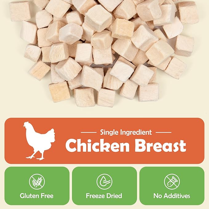 MON2SUN Freeze Dried Chicken Cat and Dog Treats, Single Ingredient Natural and Healthy Dog Snacks, High Protein Training Treats & Food Topper, 10.6oz