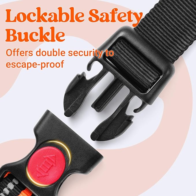 rabbitgoo Dog Harness for Large Dogs, No Pull Pet Harness with Soft Padded Handle, Adjustable Reflective Vest with 3 Buckles, Easy Walking Harness with 2 Leash Clips, Orange, M