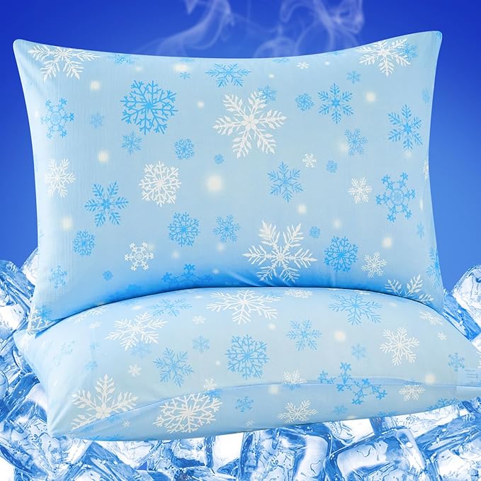 Cooling Pillow Cases for Hot Sleepers - Double Side Arc-Chill Q-Max>0.5 Cooling Fiber Cool Pillow Cases 2 Pack - Breathable Soft Cold Pillow Cases with Hidden Zipper (20" x 36")
