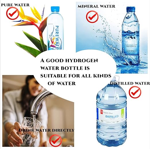 Hydrogen Water Bottle, 9000+ PPB Hydrogen Water, Food Grade Rechargeable Machine, Suitable for All Water, with Exhaust Hole, 3 Minutes and 18 Minutes Dual Mode (Single Bottle Gold)