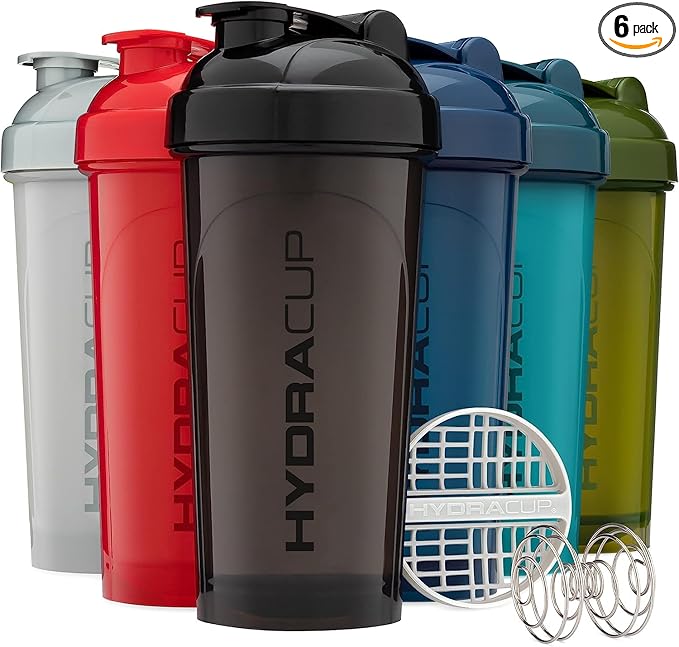 Hydra Cup OG [6 Pack] 28 oz Shaker Bottles for Protein Shakes, Shaker Cups with Ball Blender Whisk, BPA Free (Multicolor Set)