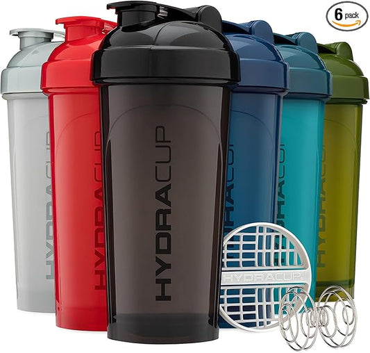 Hydra Cup OG [6 Pack] 28 oz Shaker Bottles for Protein Shakes, Shaker Cups with Ball Blender Whisk, BPA Free (Multicolor Set)