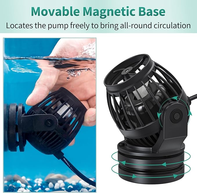 Uniclife 2100 GPH Aquarium Wave Maker for 60-120 Gallon Fish Tanks Adjustable Circulation Pump with Controller and Magnet Mount for Marine Freshwater Aquarium Circulation Pond