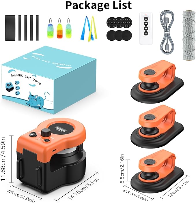 AsFrost Upgraded Cat Toys for Indoor Cats, Interactive Cat Toy Treadmill Moving String Mouse Toy for Chase Hunt Weight Loss, Self Play/Remote Control Funny Cat Toy, Gifts for Cat Lovers-Bright Orange
