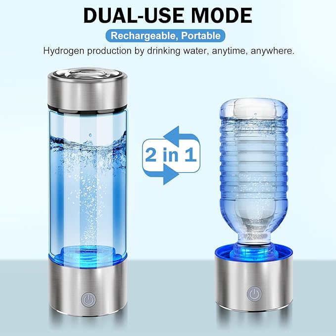 Hydrogen Water Bottle 2024, Hydrogen Water Bottle Generator, 3-Min Rapid Electrolysis, 2000+ PPB Hydrogen Water, 450ml Portable Hydrogen Water Generator for Office, Travel, Daily Drinking and Gifts