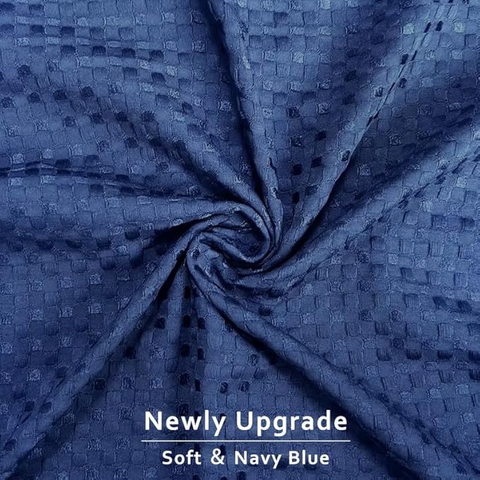 MIYE Pleated Waffle Weave Bed Skirt, Tailored Dust Ruffle 14 Inch Drop Easy Fit, Machine Washable (Navy Blue, Twin - 14" Drop)