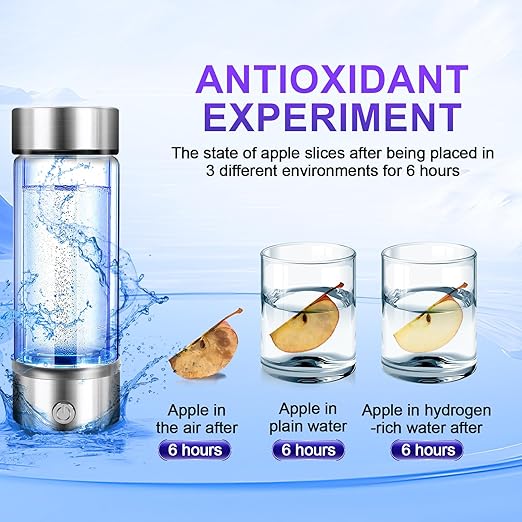 Hydrogen Water Bottle 3 Mins Hydrogen Water Bottle Generator Portable SPE PEM Technology Water Ionizer Gift for Love Suitable for Travel Exercise Home Silver Lid