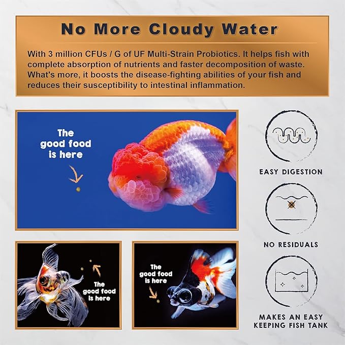 Ultra Fresh Sinking Goldfish Food, Color Enhancing, Balanced Diet, All Natural Ingredients, Clear Water Formula, Slow Sinking Gold Fish Pellets, Goldfish Ultra Color 16.22 oz