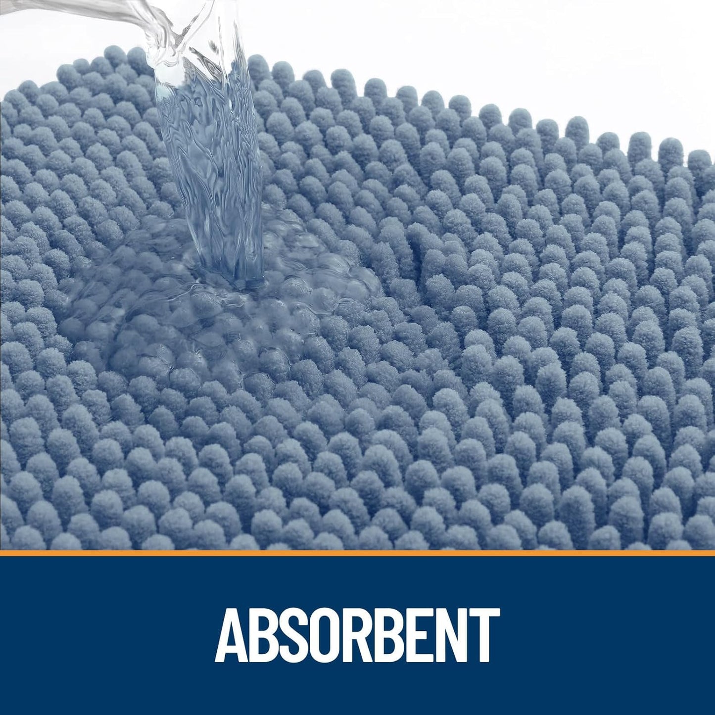 OLANLY Door Mat for Muddy Dog Paws 30x20, Absorbent Chenille Doormat with Paw Print Design, Non-Slip Washable Doormat for Indoor Entryway, Quick-Dry Pet Bed Mats for Dirty Dogs, Airy Blue and Black