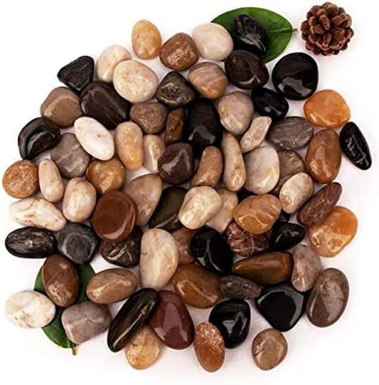 [18 Pounds] Aquarium Gravel River Rock, Natural Polished Decorative Gravel,Garden Outdoor Ornamental River Pebbles Rocks, Polished Gravel, Mixed Color Stones,for Landscaping, Vase Fillers (20)