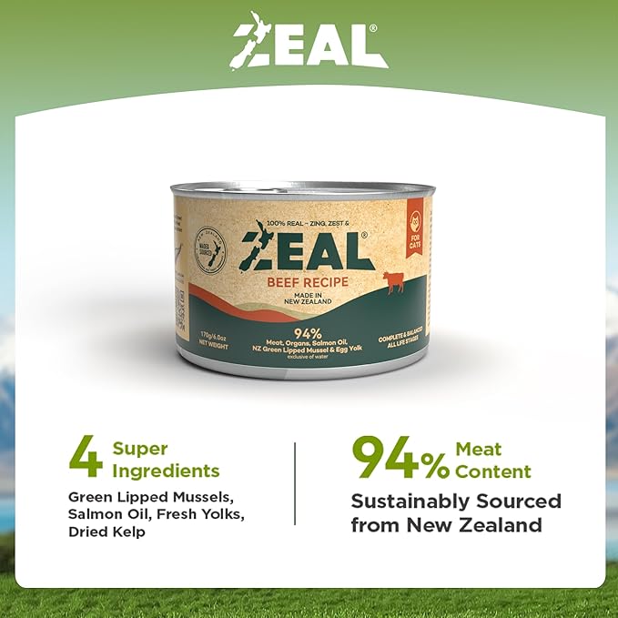 ZEAL New Zealand Wet Cat Food – High Protein, Grain-Free with Superfoods (Chicken, 6oz Can, 12-Pack)