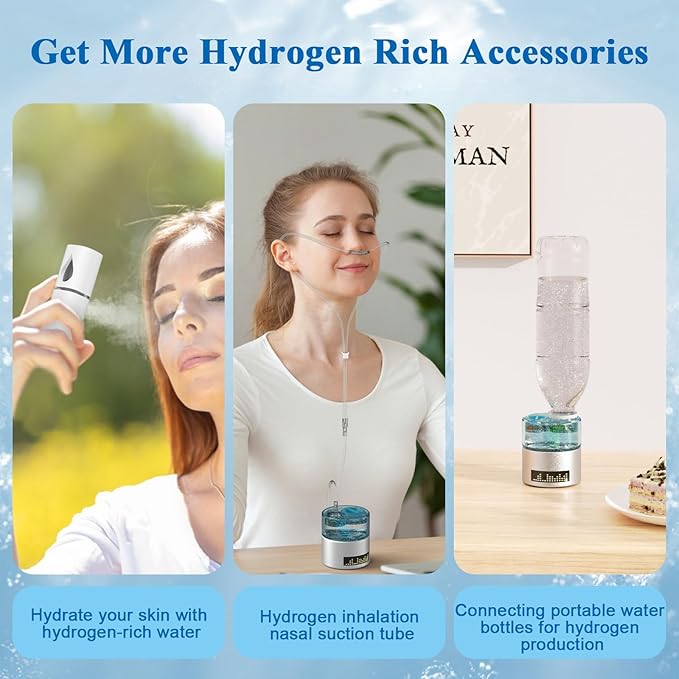 Hydrogen Water Bottle Generator, SPE/PEM Technology Hydrogen-Rich Water Bottle Hydrogen Concentration(+2800ppb), Portable Rechargeable Glass Hydrogen Water Ionizer Machine Gifts for Women&Men