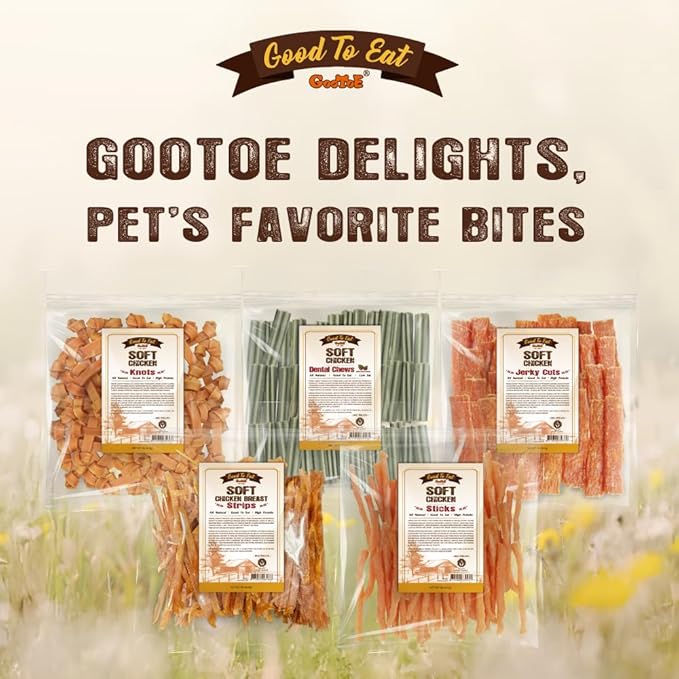 Gootoe Soft Chicken Knots 1 lb, Dog Treats, All Natural, Grain-Free, High-Protein, Healthy & Easily Digestible, Soft Texture, Resealable