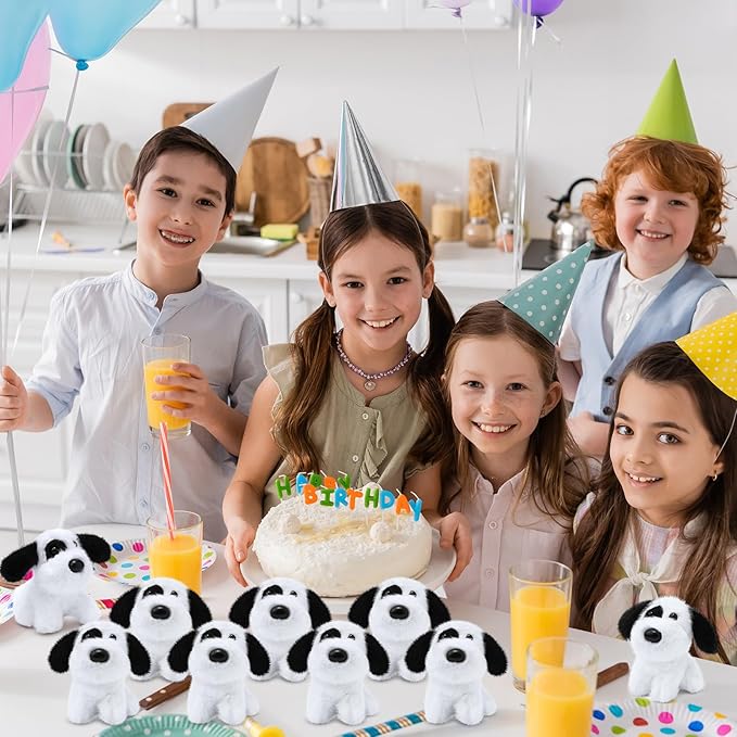 Sumind 9 Pcs 4" 5" Mini Plush Stuffed Dog Party Favor Small Puppy Stuffed Animal Bulk Soft Toy Doll Cute for Kids Gift Graduation Stocking Stuffers Baby Shower Birthday(Cute Dalmatian)