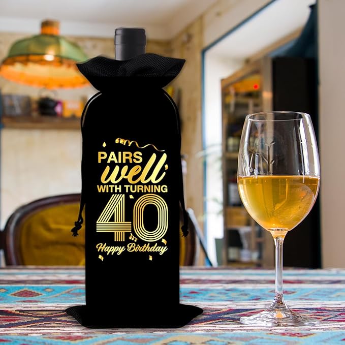 40th Birthday Gifts Wine Bag Congratulations Gifts for Women Men Parents Mom Dad Anniversary 1984 Birthday Wine Gift Bag