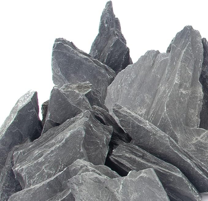 CFKJ [18 Pounds] Natural Slate Stone Rocks, 5 to 7 inch Slate Stone Rocks for Aquascaping, Aquariums, Terrariums, Amphibian Enclosures