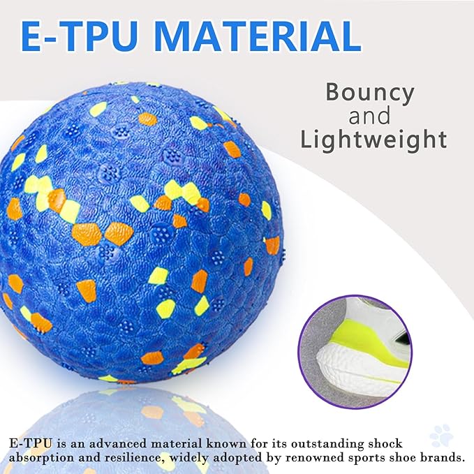 4 Pack Super Bouncy Dog Balls, Fun Indestructible Tennis Balls for Aggressive Chewers, Durable Floating Fetch Toys for Small Dogs with Lifetime Replacement