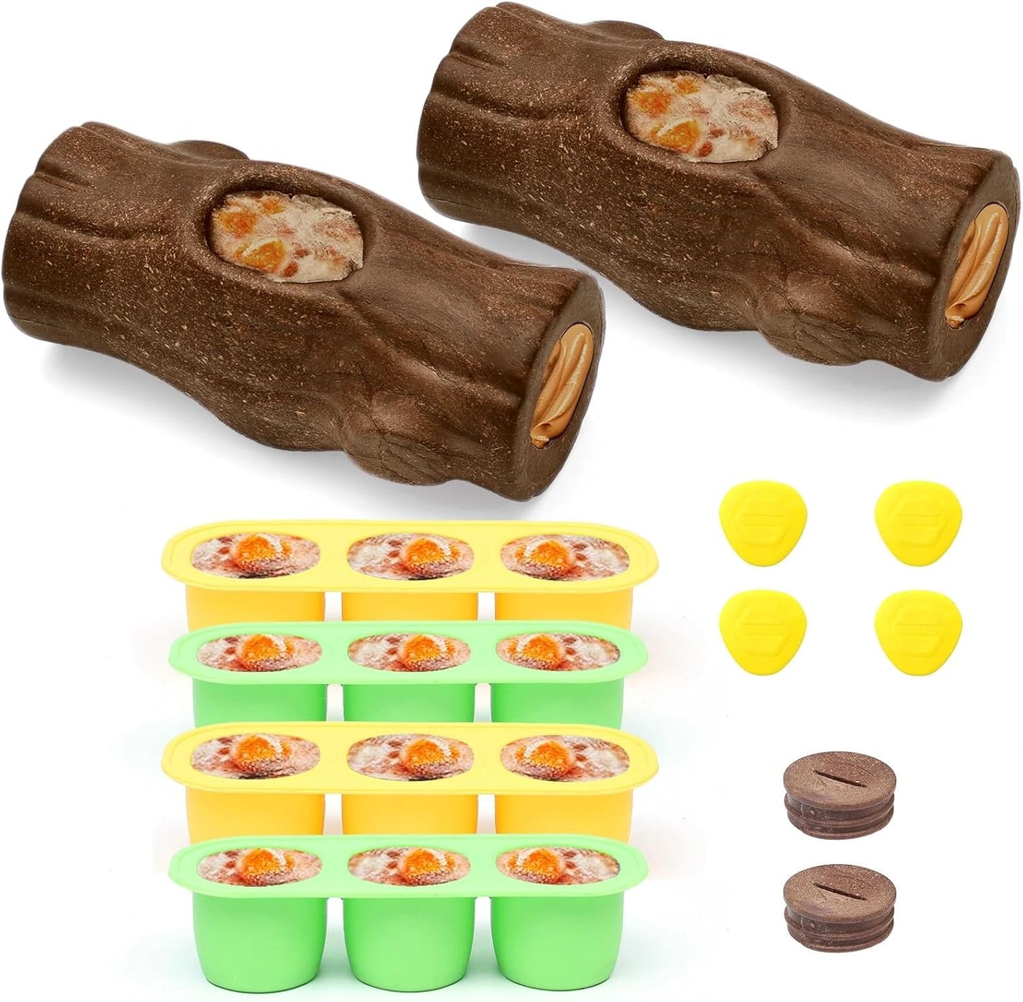 2 Pack Dog Toys for Aggressive Chewers, Interactive Indestructible Dog Toys to Keep Them Busy, Durable Dog Frozen Treat Toy for Large & Medium Dogs, Reduces Anxiety & Extends Playtime, Red Brown