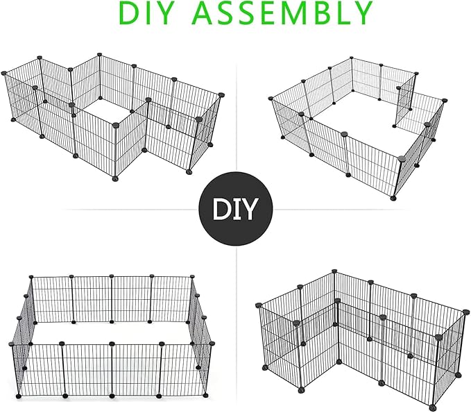 Small Animal Playpen, Guinea Pig Cages, Pet Playpen, Rabbit Cage,Small Animal Cage, Puppy Kitten Dog Playpen, Indoor Outdoor Portable Metal Wire Yard Fence,15 X 12 Inch, 24 Panels, Black