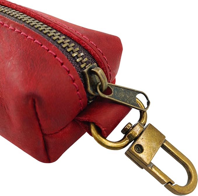 HIFA Genuine Leather Dog Waste Holder - Soft Touch Rustic Leather, Metal Clips and Easy Access to Pet Waste Bags - Dog Poop Bag Dispenser for Outdoor Walking