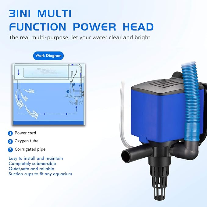 Water Pump 320 GPH Submersible Internal Aquarium Powerhead Water Pump Ultra Quiet for Aquarium,Fish Tank-2 Pack -4 Pack