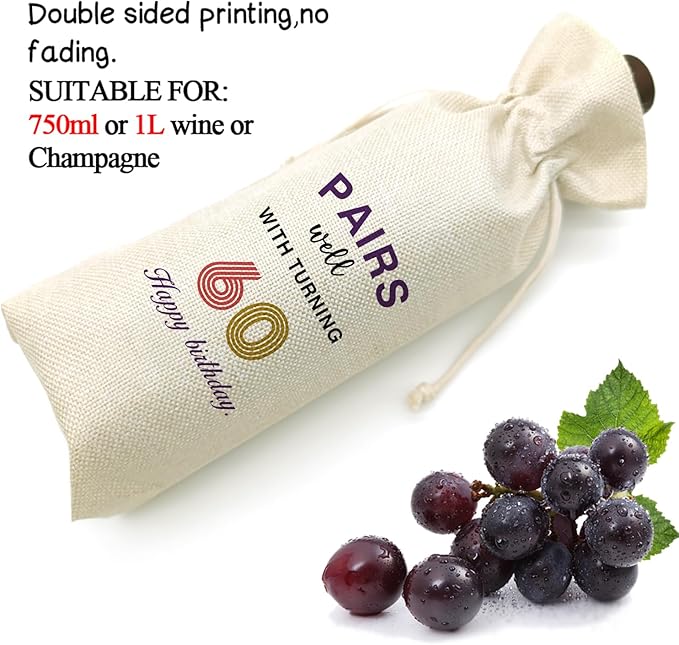60th Birthday Gift for Women Men,60th Birthday Wine Bag,1964 Birthday Wine Bag,60 Years Old Birthday Party Decor Gift (60 BIRTHDAY)