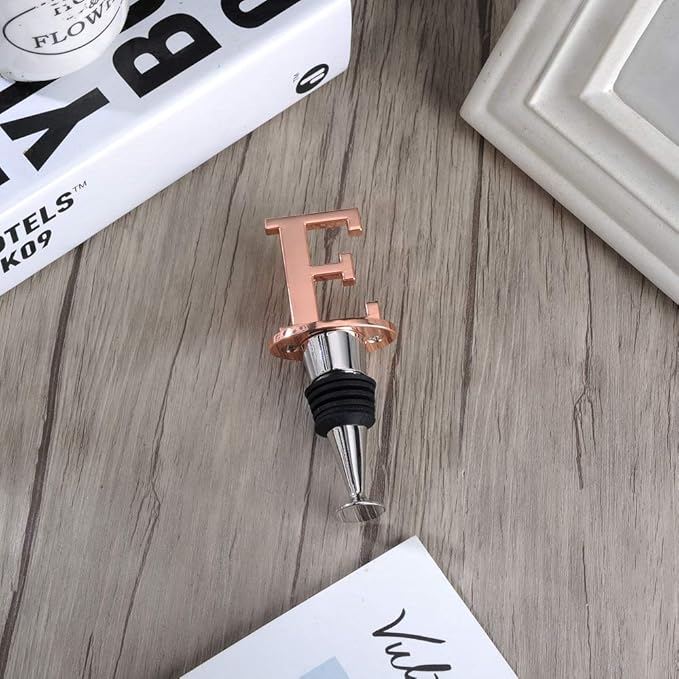 Miicol Wine Stopper, Prosecco Stopper, Wine Bottle Stopper, Personalised Champagne Stopper, Rose Gold Wine Accessories, Wine Lovers Gift, Monogram Gift, Letter E
