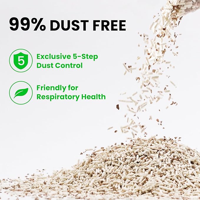 FUKUMARU Tofu Cat Litter, 16 LB Dust Free Clumping Cat Litter Pellets, 100% Natural Ingredients, Lightweight, Flushable, Ultra Absorbent, Low Tracking, Odor Control, Apple Wood Pellets (8lb x 2 Bags)