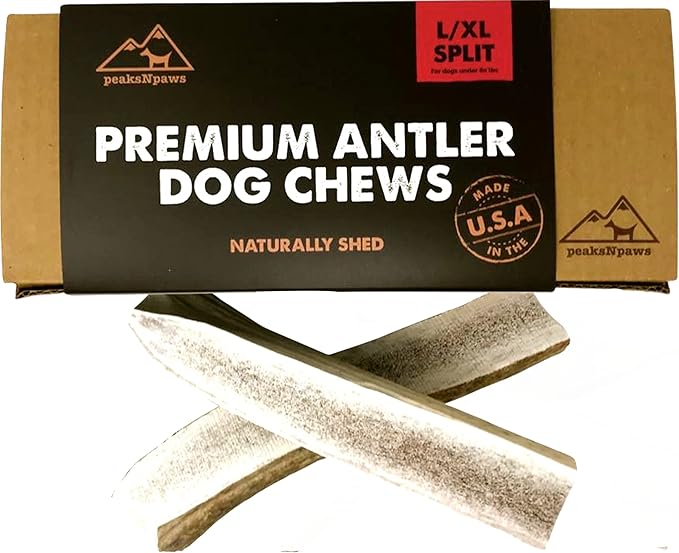 Premium Split Elk Antlers for Dogs, Dog Treats Large Breed, Made in USA, Natural Chews for Aggressive Chewers, Long Lasting Pet Treat for Dogs Under 80 lbs, 2 Large/XL Antler Pack