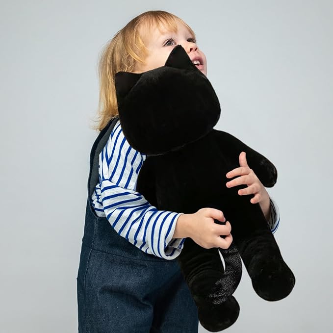 Cuddly Cat Stuffed Animal Toy, Soft Huggable Plush Pillow for Boys Girls Kids Girlfriend Ideal Valentines Day Gifts (Black,31 inch)