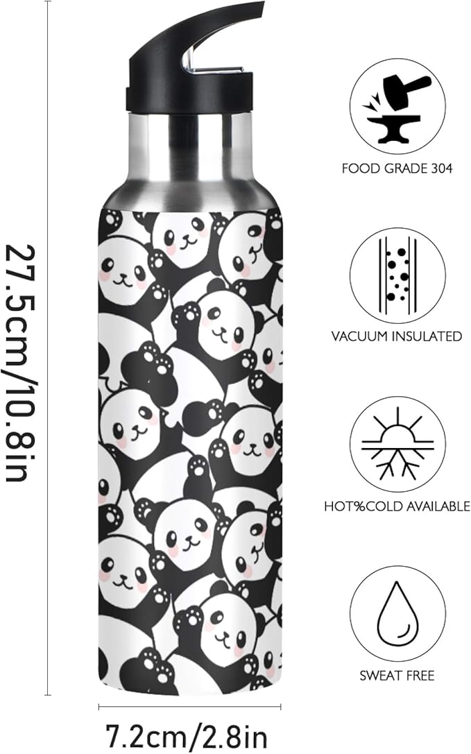 MNSRUU Insulated Water Bottle with Straw, Rainbow and Unicorns Stainless Steel Flasks for Sports Cycling Hiking School
