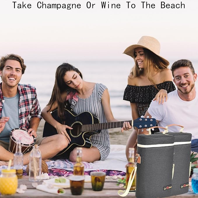 Insulated Wine Carrier Bag 4 Bottle Wine Cooler Tote Bag for Travel, Party, Beach, Wedding, Wine Accessories Gift for Wine Lovers