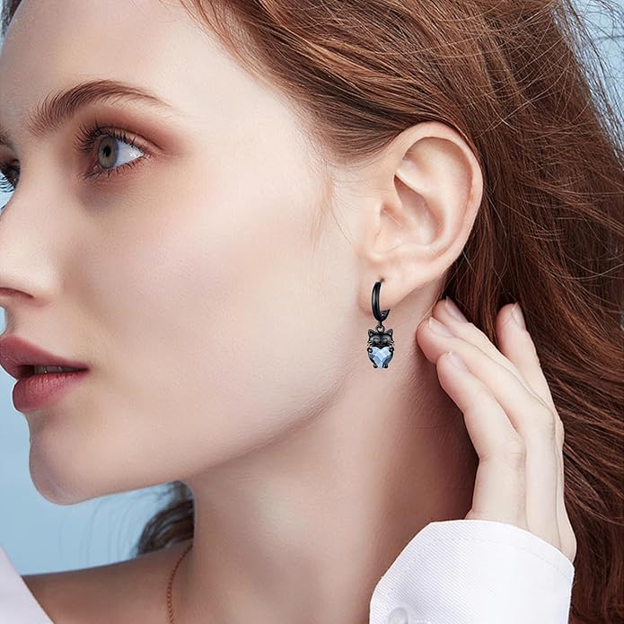 925 Sterling Silver Cat Earrings Cute Animal Kitten Stud Earrings cat Jewelry Gifts for Women Girls Hypoallergenic Earrings for Sensitive Ears