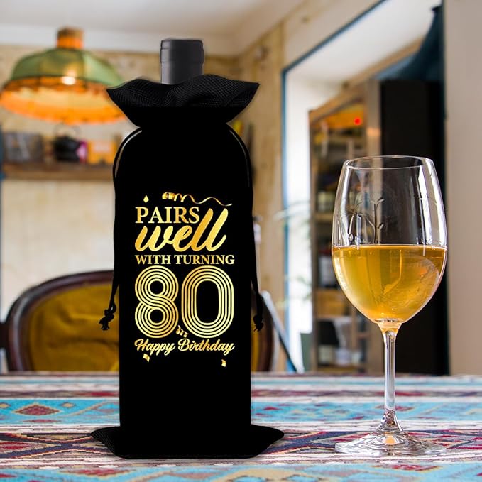 80th Birthday Gifts Wine Bag Congratulations Gifts for Women Men Parents Mom Dad Anniversary Favors 1944 Birthday Wine Gift Bag