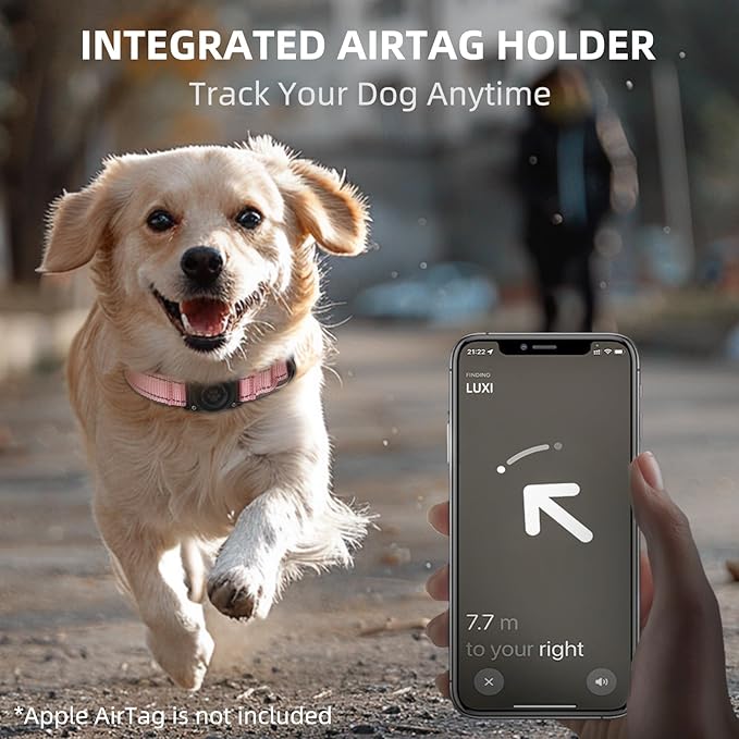 Airtag Dog Collar - 100% Waterproof Air tag Dog Collar Holder for Apple AirTag, Reflective, Soft Padded, Everlasting, GPS Dog Collar for Small Medium Large Dogs (Pink, S)