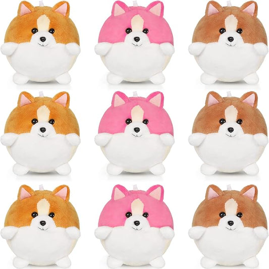Sumind 9 Pcs 4" 5" Mini Plush Stuffed Dog Party Favor Small Puppy Stuffed Animal Bulk Soft Toy Doll Cute for Kids Gift Graduation Stocking Stuffers Baby Shower Birthday(Cute Puppy)