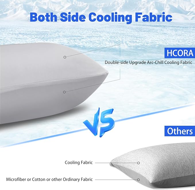 Cooling Pillow Cases for Hot Sleepers - Double Side Arc-Chill Q-Max>0.5 Cooling Fiber Cool Pillow Cases 2 Pack - Breathable Soft Cold Pillow Cases with Hidden Zipper (Light Grey, 20" x 36")