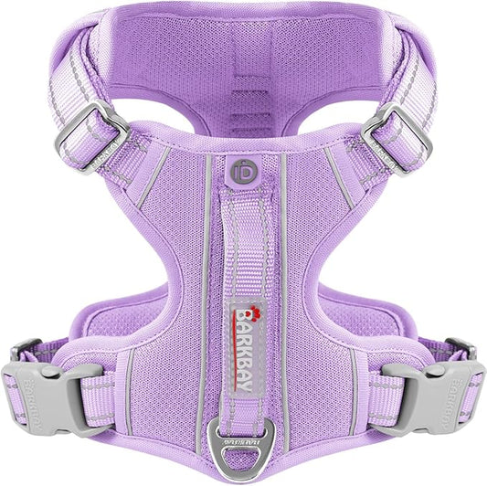 BARKBAY Dog Harness No Pull with ID Tag Pocket - Heavy Duty, Reflective, Easy Control for Large Dogs(Violet Purple,L)