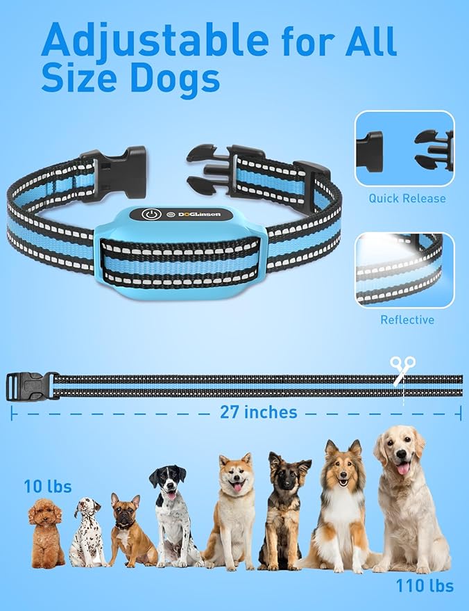 No Shock Dog Training Collar, Vibrating Dog Collar with Remote 2800Ft, Vibration Collar for Puppy Small Medium Large Dogs - No Prongs (Blue)