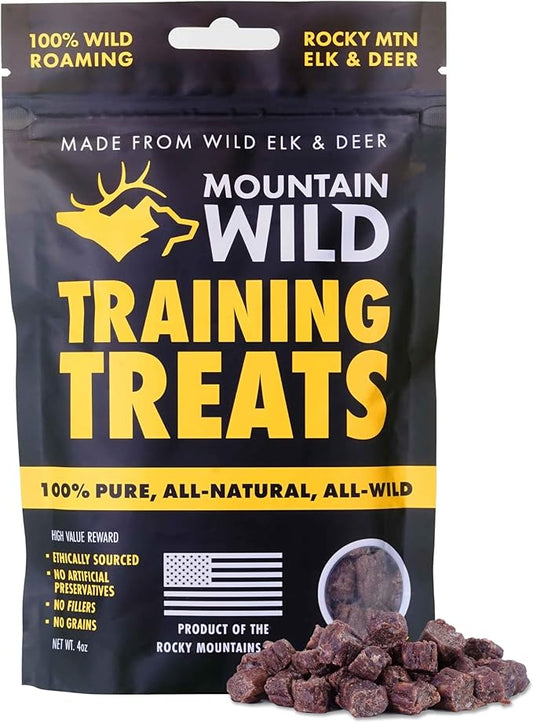 Training Treats for Dogs & Puppies – Elk & Venison Protein Puppy & Dog Treat – High Value, All-Natural, No Fillers, Grain-Free, No Artificial Preservatives – 4oz, 1 Bag