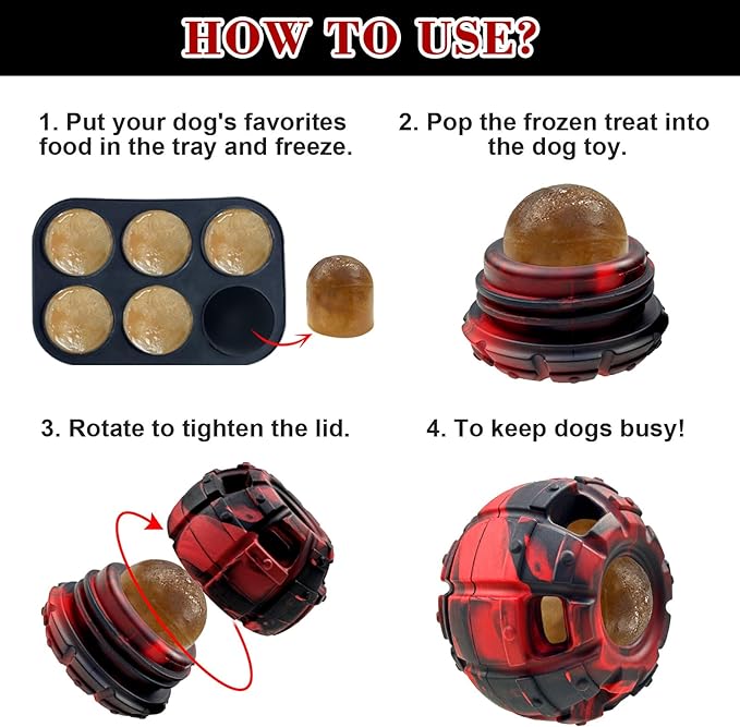 Yipetor Dog Toy, Frozen Dog Treats to Keep Dogs Busy, Interactive Treat Dispensing Dog Toy Puzzle, Interactive Chew Toys for Large Dog, Power Chewer, Durable Rubber-Easy to Clean-Holds Kibble, Treats