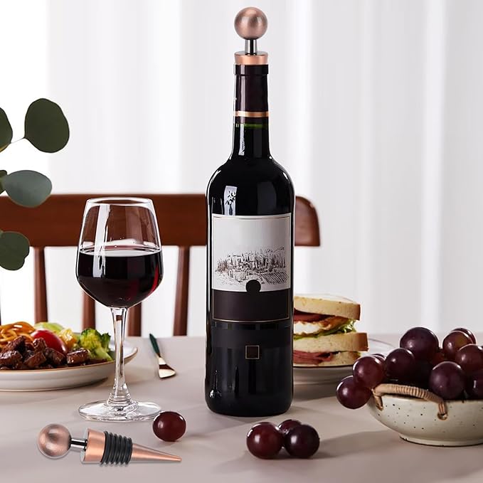 8Pcs Wine Stopper Bottle Stopper Wine Saver, Silicone Reusable Wine Corks, Wine Bottle Stopper for Bar, Camping, Party, Wedding (Bronze)