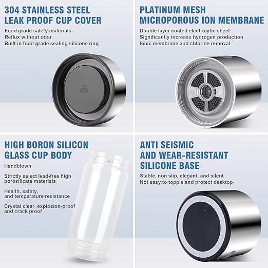 Hydrogen Water Bottle, Portable Rechargeable Hydrogen Water Bottle with SPE PEM Technology Water Ionizer, Generator Improve Water in 3 Minutes for Home Office Travel, Gift for Family