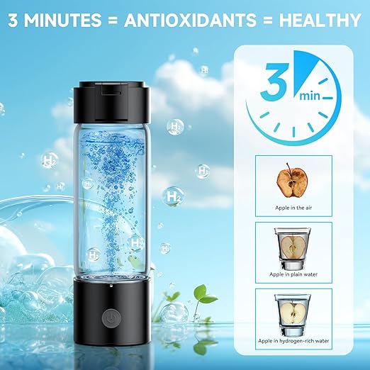 Hydrogen Water Bottle 2024, Portable Hydrogen Water Bottle Generator with SPE PEM Technology Water Ionizer, Ion Water Bottle Improve Water Quality in 3 Minutes, for Home, Office, Daily Drinking