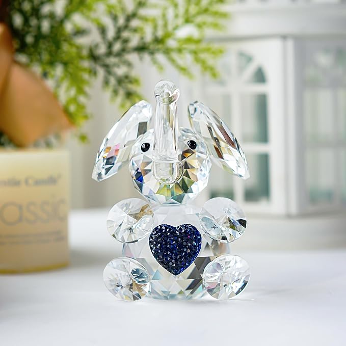 H&D HYALINE & DORA Handmade Crystal Elephant Figurine Glass Elephant Animal Figurines Collectible Gifts for Animal Lover