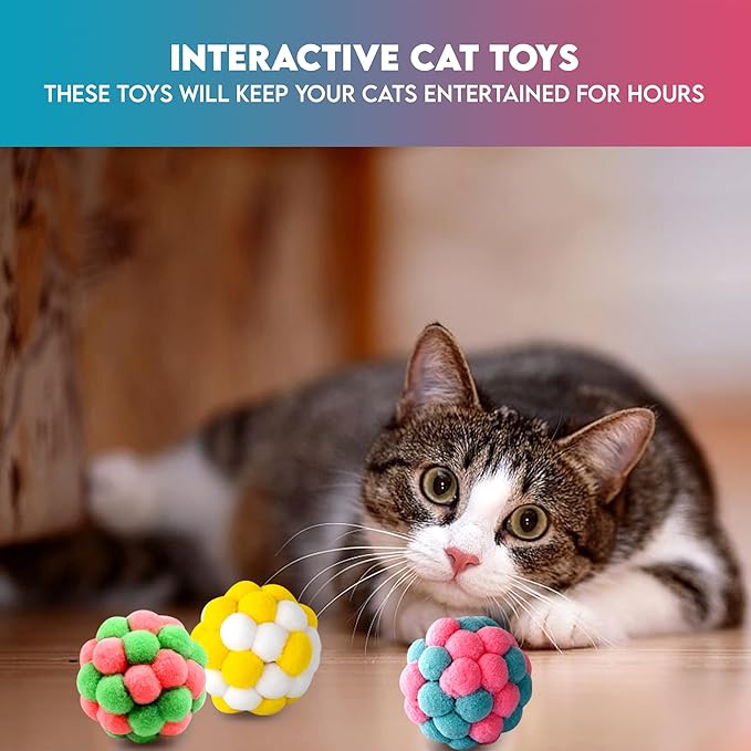 9PCS Cat Toys Set – Plush Balls & Catnip Toys for Indoor Cats and Kittens, Interactive Lightweight Play Balls with Bell, Soft & Durable Kitten Toys for Exercise and Fun