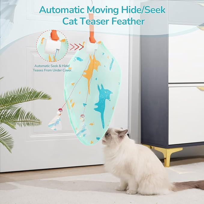 Interactive Cat Toys for Indoor Cats,Rechargeable Automatic Concealed Cat Feather Teaser,Motion Activated Enrichment Toys for Indoor Bored Adult Cats(Color)
