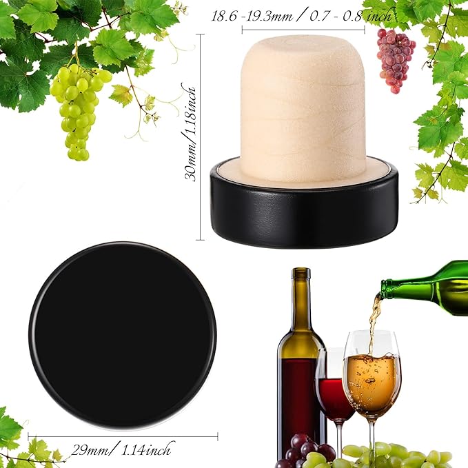 T-shaped Stopper Cork Wine Stopper Bottle Stoppers Reusable Wine Bottle Stopper Sealing Plug Bottle for Wine Beer Bottles DIY Craft (Black, 72 Pieces)
